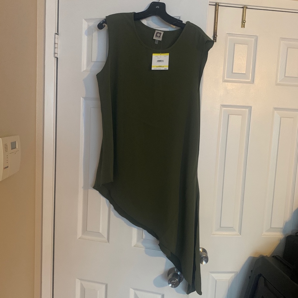 Anne Klein olive asymmetric tunic size M
